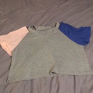 Two-Colored Sleeved Crop Top